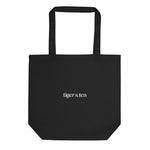 Tiger and Tea Embroidered Black Tote Bag (6979216769058)