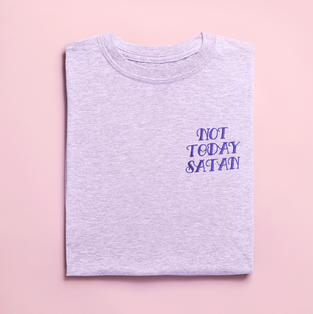 Not Today Satan Embroidered Unisex T-Shirt (4423374274594)